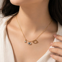 Evil Eye Charm Anti-Tarnish Gold-Plated Necklace