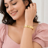 Floral Motif Gold Plated Bangle - Anti Tarnish & Waterproof