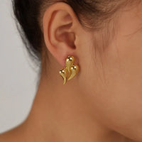 Triple Petal Gold Plated Stud Earrings | Anti-Tarnish & Waterproof | Korean Style Statement Studs