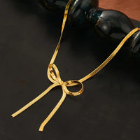 Bow Snake Chain Necklace - 18k Gold Plated Ribbon Knot (Anti-Tarnish)