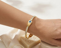 Evil Eye Anti-Tarnish Gold Plated Bangle | Crystal Cuff Bracelet