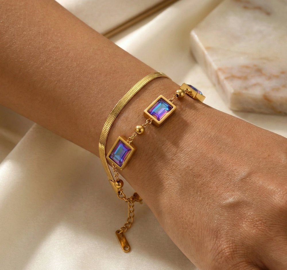 Aurora Crystal Double Layer Bracelet | Anti-Tarnish Gold Plated