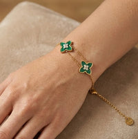 Green Clover Charm Bracelet - Anti Tarnish Gold Plated