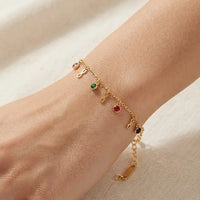 Infinity Charm & Multi-Color Stone Bracelet - Anti-Tarnish Gold Plated