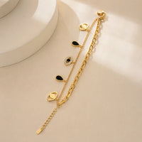 Evil Eye Double Layered Charm Bracelet - Anti Tarnish Gold Plated