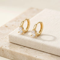 Pear Crystal Hoop Earrings - Anti-Tarnish Gold Plated