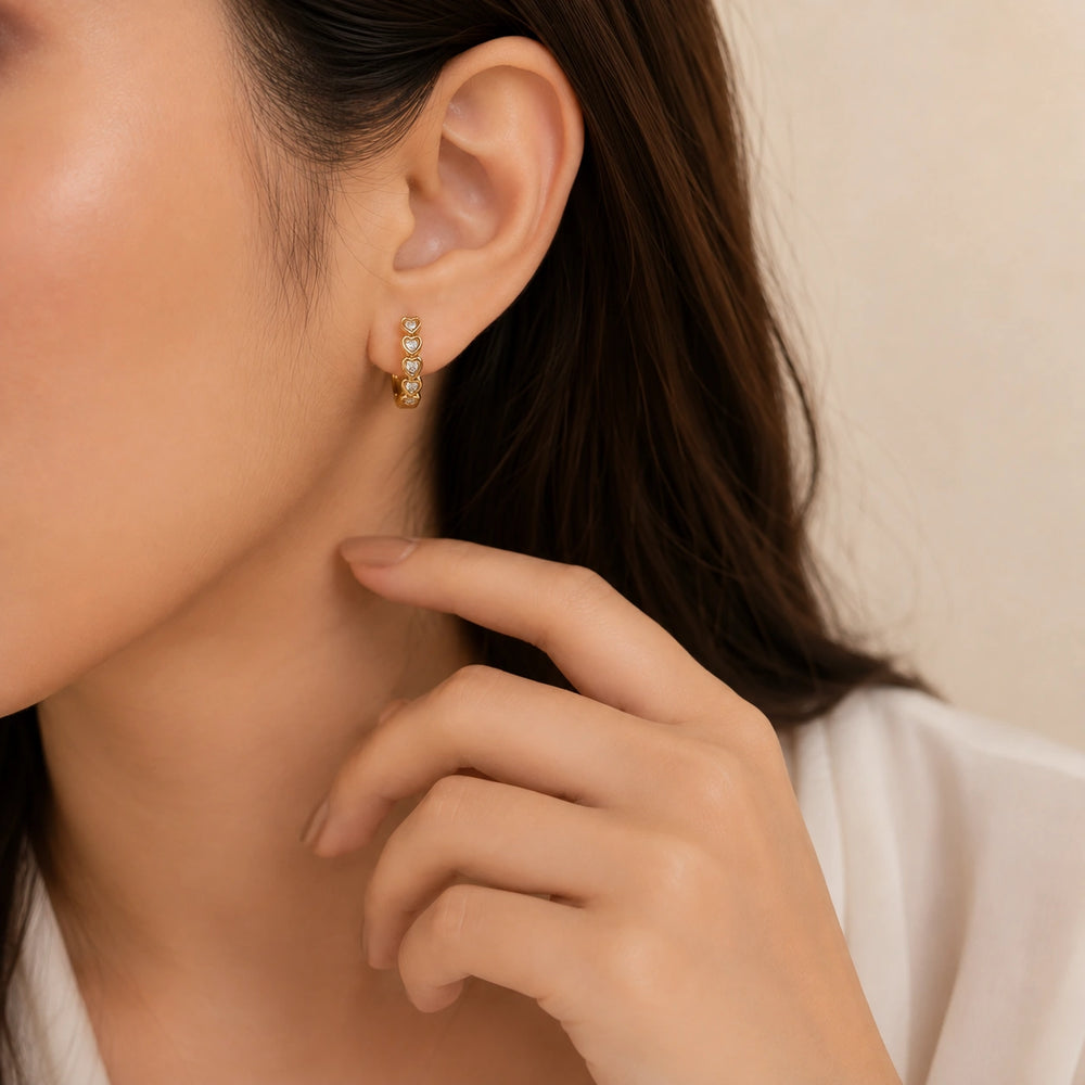 Heart Hoop Earrings | Anti-Tarnish Gold Plated