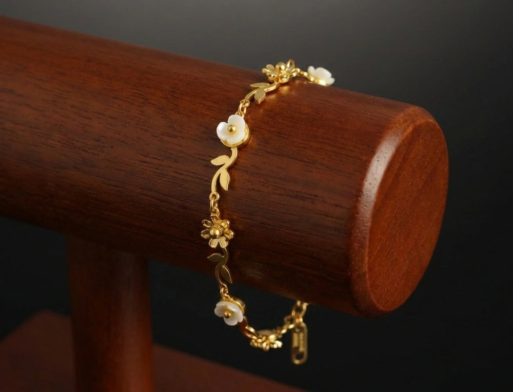 Anti-Tarnish Floral Daisy Gold Plated Bracelet - Korean Style
