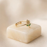 Dainty Floral Adjustable Ring - Anti Tarnish Gold Plated