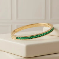 Emerald Green Square Stone Gold Plated Bracelet | Anti Tarnish