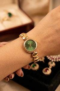Emerald Green Dial Anti-Tarnish Gold Plated Watch