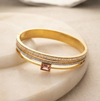 Anti-Tarnish Gold Plated Layered Pink Stone Bracelet