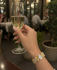 Sunburst Teardrop Crystal Cuff Bracelet | Anti-Tarnish 18K Gold Plated | Adjustable