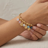 Ocean Shell Anti Tarnish Gold Plated Charm Bracelet for Women | Korean Style Crystal Bangle