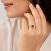 Purple Sunburst Anti-Tarnish Gold Plated Adjustable Ring