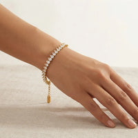 Teardrop Crystal Tennis Bracelet - Anti-Tarnish Gold Plated