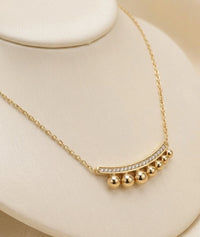 Anti-Tarnish Gold-Plated Curved Bar Beaded Necklace | Minimalist Everyday Jewelry