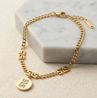 Versace Inspired Greek Key Anti-Tarnish Charm Bracelet for Women