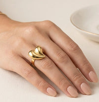 Chunky 3D Heart Statement Ring - Anti Tarnish