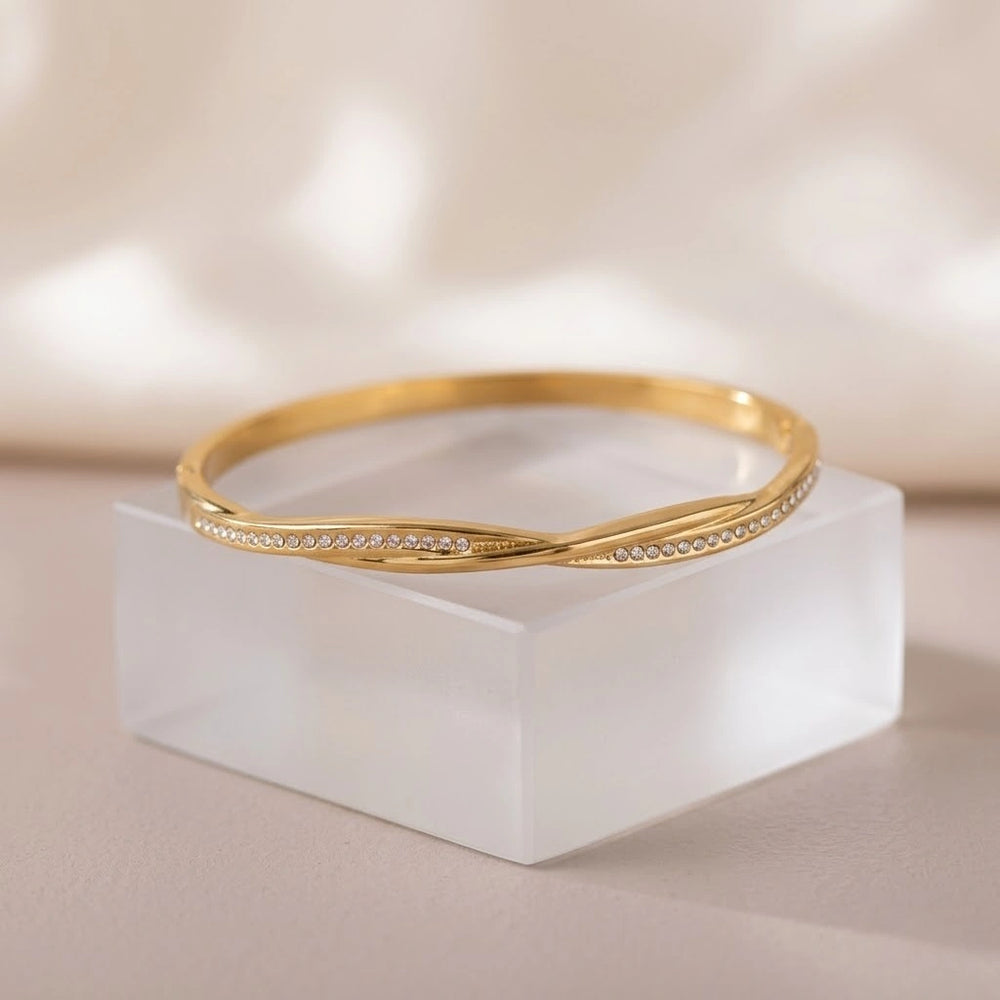 Twisted Infinity Gold Plated Bangle Bracelet