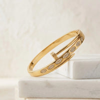 Zircon Studded Nail Wrap Bracelet - Anti-Tarnish Gold Plated