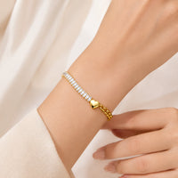 Baguette Crystal Heart Anti Tarnish Gold Plated Bracelet