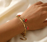 Korean Style Fruit Charm Double Layer Bracelet - Anti Tarnish