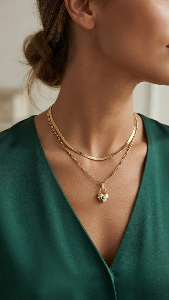Minimalist Heart Pendant 2-Layer Necklace - Anti-Tarnish Gold-Plated