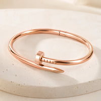 Nail Bracelet - Anti Tarnish Rose Gold Plated Minimalist Bangle
