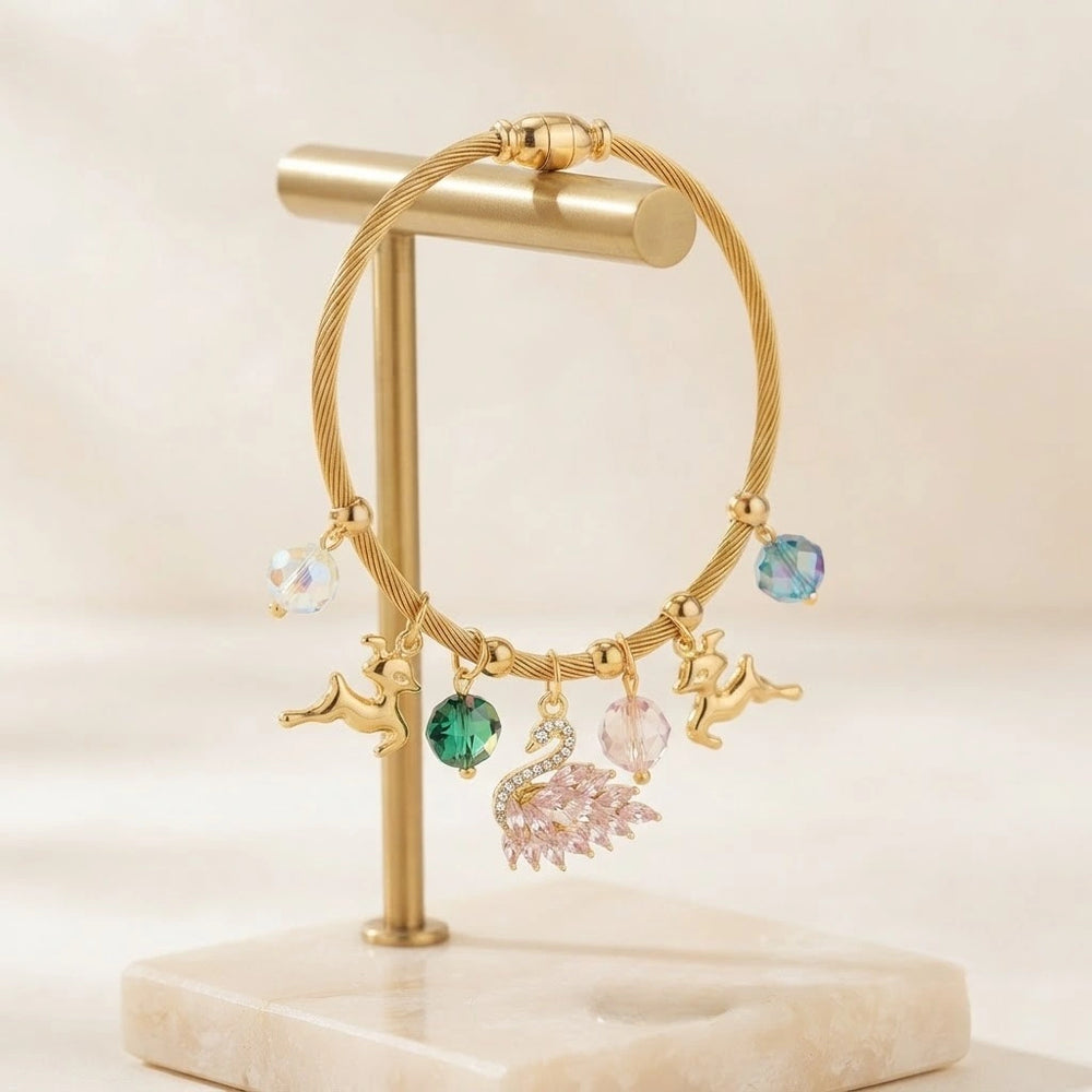 Enchanted Swan Charm Bracelet - Anti Tarnish Gold Plated
