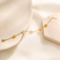 Floral Rose Link Bracelet | Anti Tarnish Gold Plated