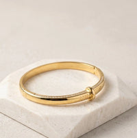 Gold Plated Nail Design Bracelet - Anti Tarnish Minimalist Bangle