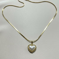 Pearl Heart Pendant Anti-Tarnish Gold-Plated Snake Chain Necklace
