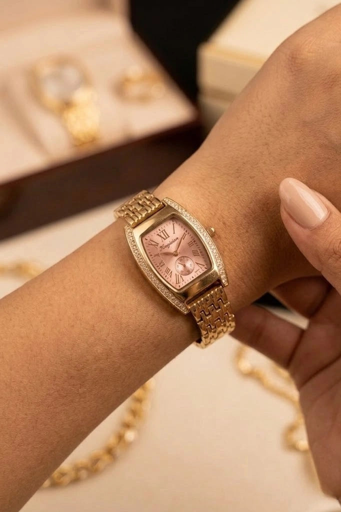 Vintage Rose Dial Watch - 18K Gold Plated Anti-Tarnish Watch