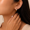 Solitaire Stone Hoop Earrings - Anti Tarnish Gold Plated