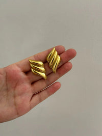 Anti-Tarnish Gold Plated Wing Earrings | Elegant Wave Design