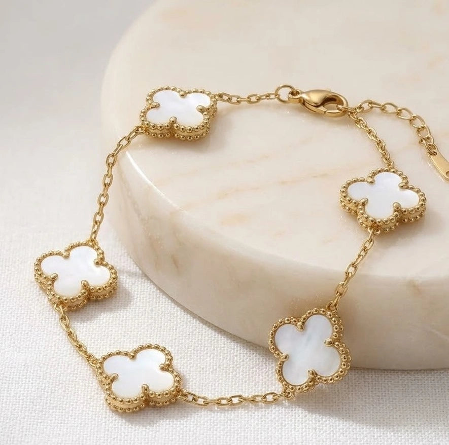 Anti-Tarnish Gold Plated 3-Piece Bracelet Stack | Evil Eye, Clover & Tennis | Old Money Aesthetic