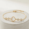 White Clover Motif Gold Plated Bracelet | Anti-Tarnish