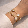Elegant White Flower 2-Piece Bracelet Set (Anti-Tarnish Gold Plated)
