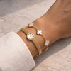 Anti-Tarnish Gold Plated White Floral Mesh & Clover Bracelet Combo