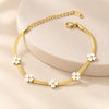 White Floral Snake Chain Bracelet - Anti Tarnish Gold Plated