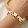 White Heart Motif Anti-Tarnish Gold Plated Bangle Bracelet