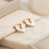 White Heart Enamel Hoop Earrings | Gold Plated Fashion Jewelry