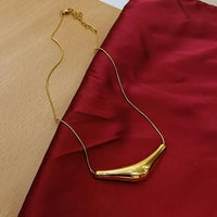 Sleek Curved Bar Necklace – Anti-Tarnish 18k Gold Plated | Minimalist Tube Pendant