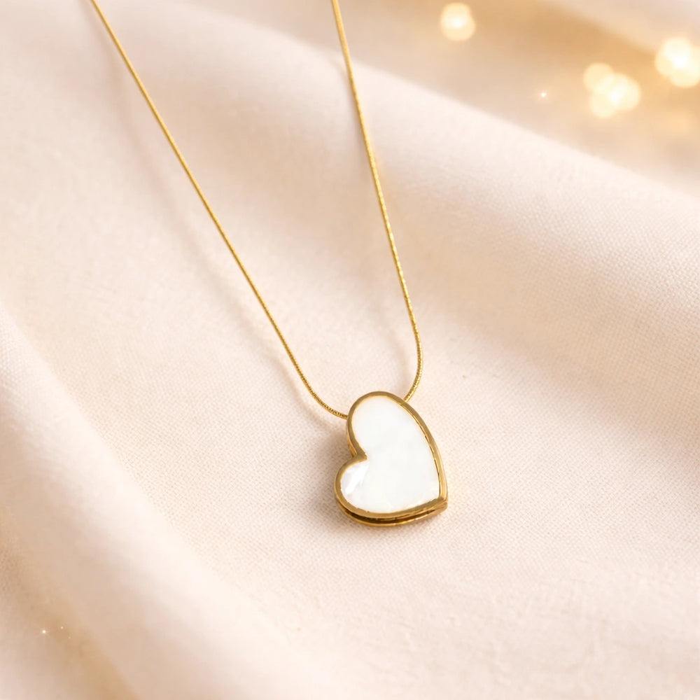 White Heart Pendant Anti-Tarnish Gold Plated Necklace