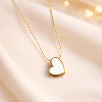 White Heart Pendant Anti-Tarnish Gold Plated Necklace