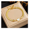 White Heart Charm Snake Chain Bracelet - Anti-Tarnish Gold Plated Luxury Jewelry