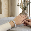 White Marble Pattern Tube Bracelet with Gold Toned Spacers