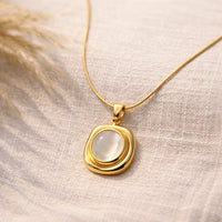 Minimalist White Stone Pendant Necklace | Anti-Tarnish Gold Plated