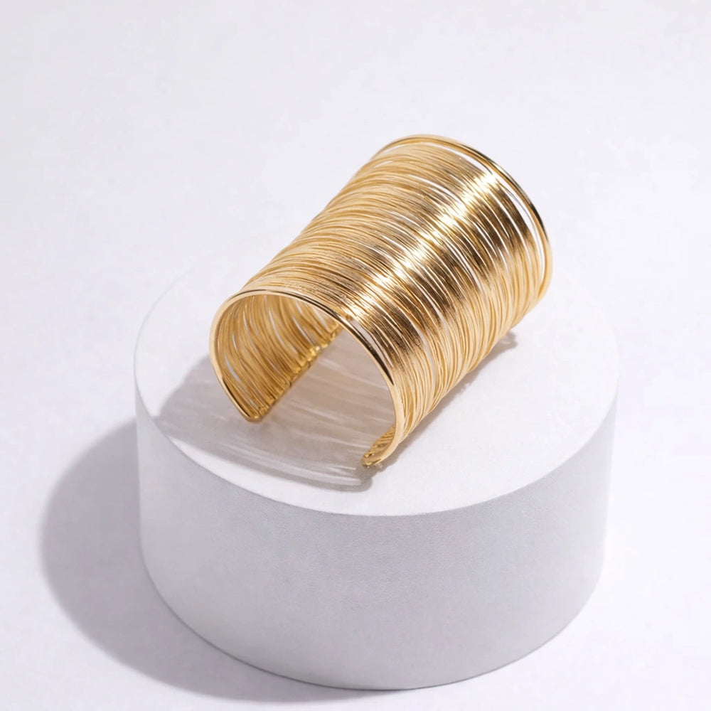 Wide Multi-Wire Gold Cuff Bracelet | High-Quality Statement Bangle